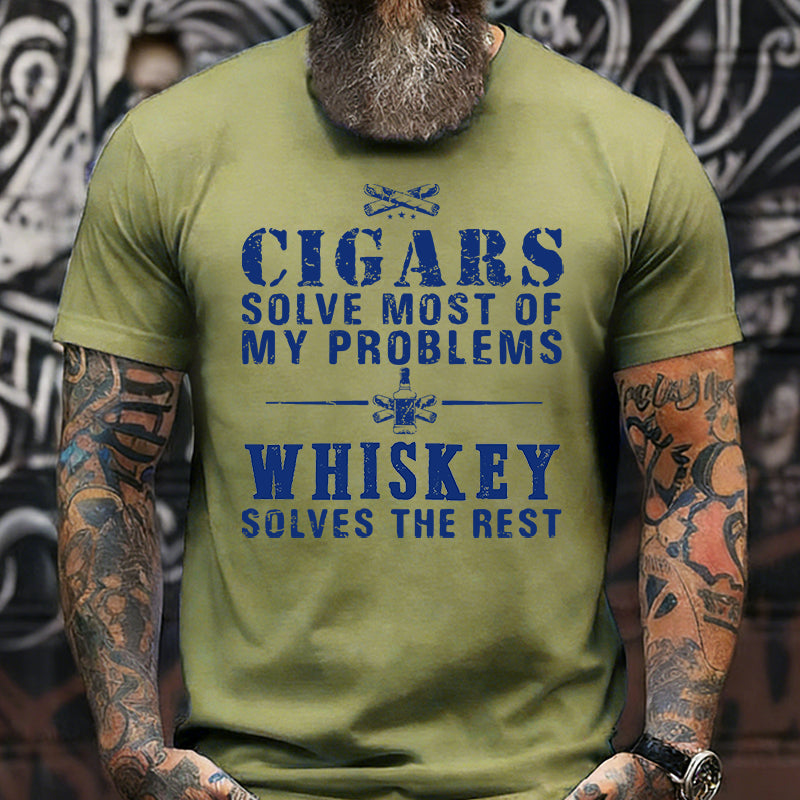 Cigars Solve Most Of My Problems Bourbon / Whiskey Does The Rest T-shirt