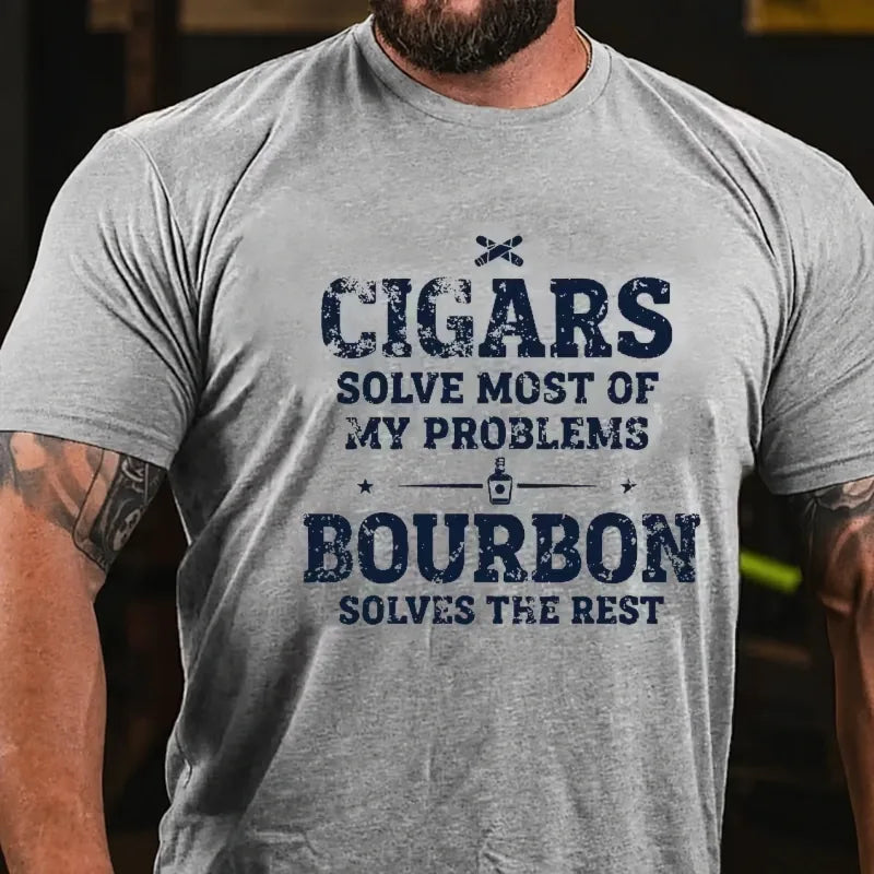Cigars Solve Most of My Problems Bourbon Solves The Rest Graphic T-Shirt