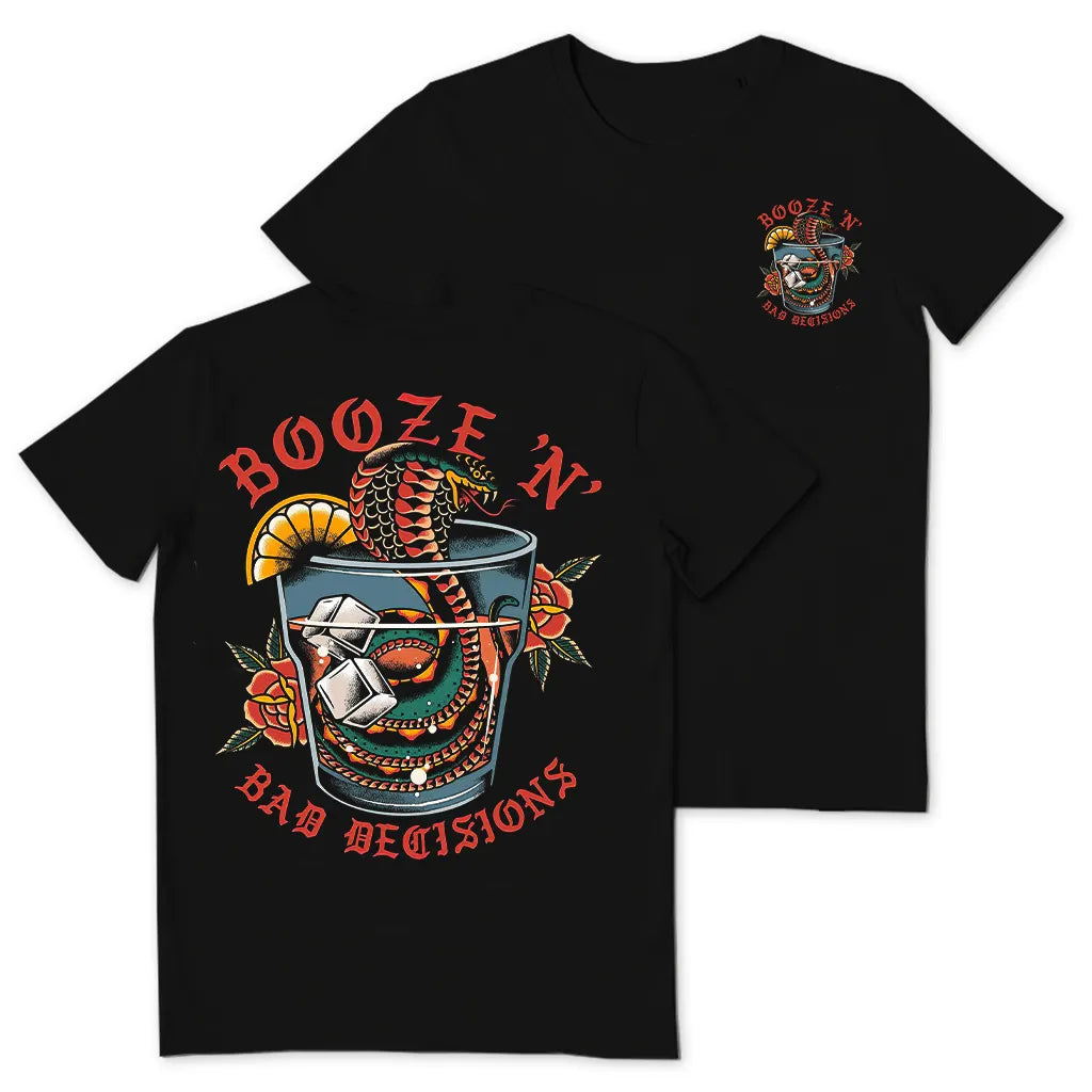 Retro Snake Iced Drink Letter Printed T-shirt