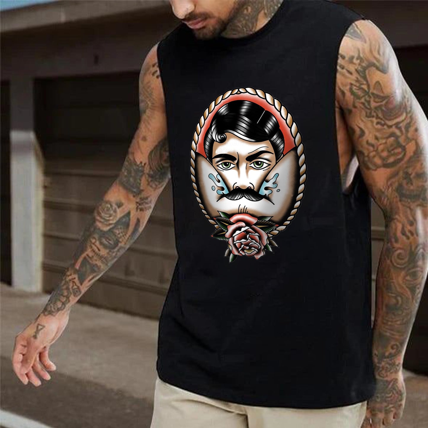 Bearded Man Print Men's Vest