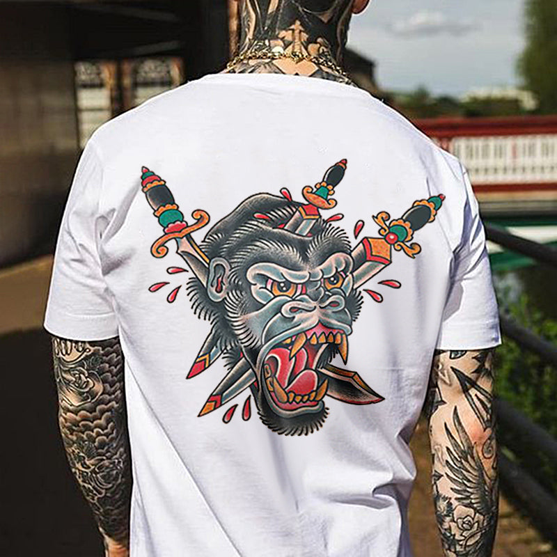 Gorilla Print Men's Crew Neck T-shirt