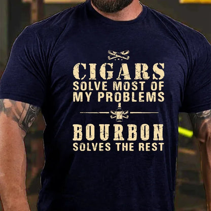 Cigars Solve Most Of My Problems Bourbon / Whiskey Does The Rest T-shirt