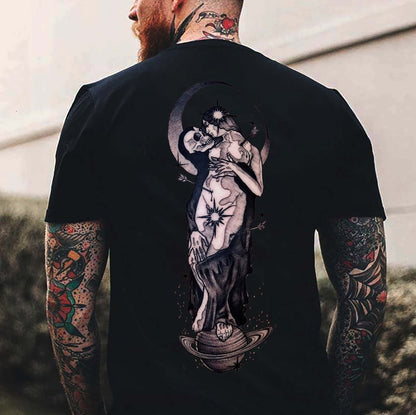 Immortal Love Skull Printed Men's T-shirt