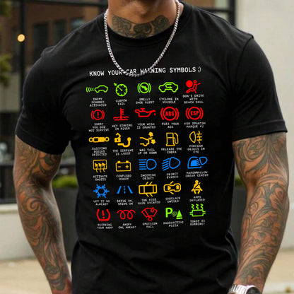 Know Your Car Warning Symbols Printed Men's T-Shirt