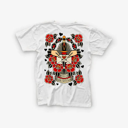 Words Mean Nothing Floral Print Casual White T-shirt