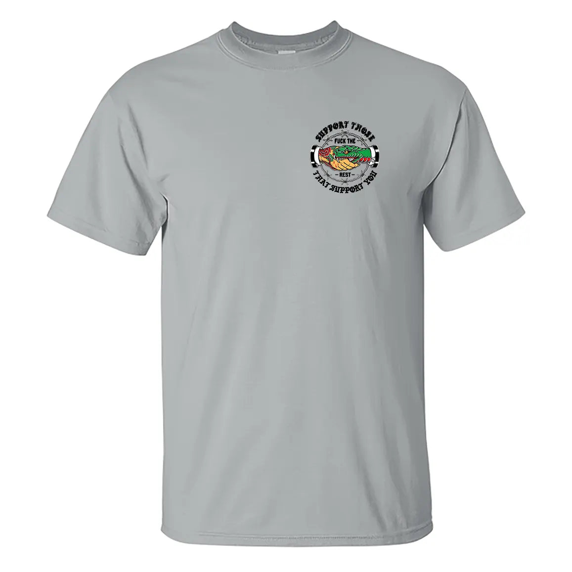 SUPPORT THOSE THAT SUPPORT YOU Snake Graphic Black Print T-shirt