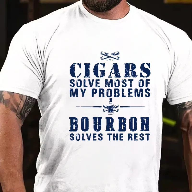 Cigars Solve Most Of My Problems Bourbon / Whiskey Does The Rest T-shirt
