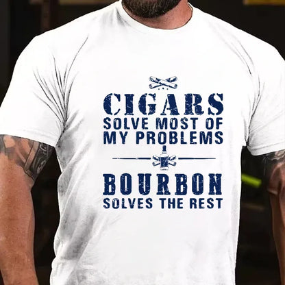 Cigars Solve Most Of My Problems Bourbon / Whiskey Does The Rest T-shirt