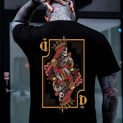 Skull Queen Playing Cards Printed Men's T-shirt