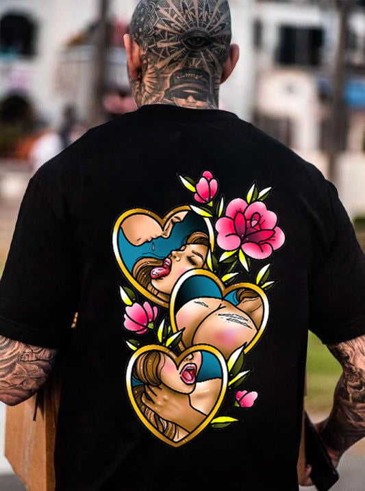 Choke Me Up Floral Tattoo Printed Men's T-shirt