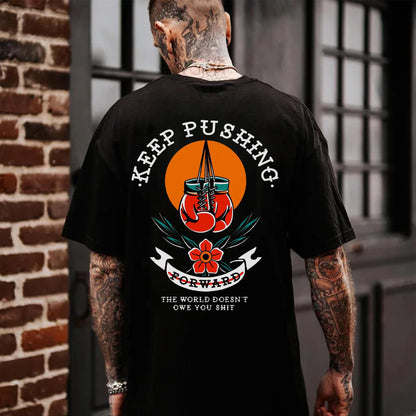 Keep Pushing Floral Printed Men's T-shirt