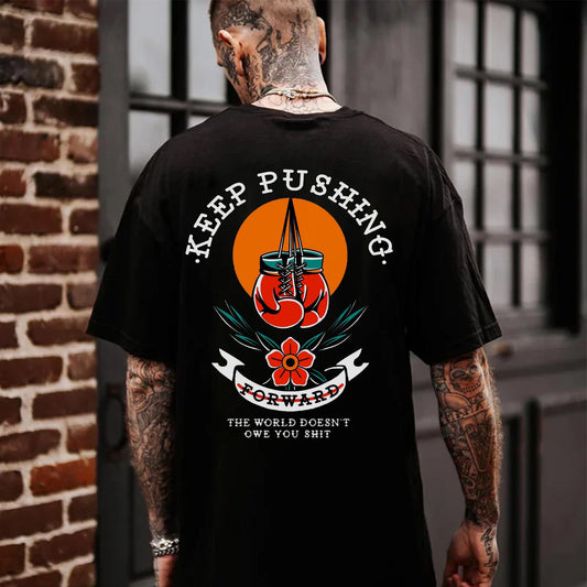 Keep Pushing Floral Printed Men's T-shirt