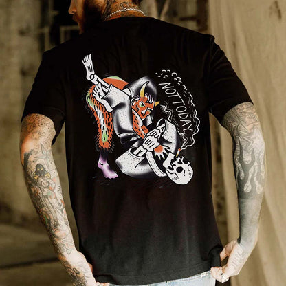 Not Today Skull Printed Men's T-shirt