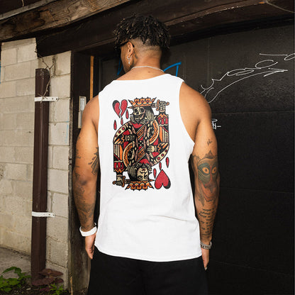 King Of Hearts Poker Print Men's Vest