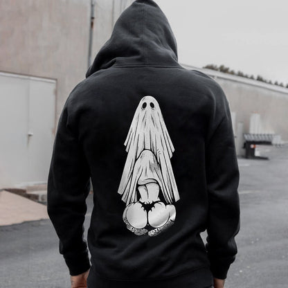 Hide Under My Crotch Printed Men's Zip-Up Hoodie