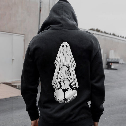 Hide Under My Crotch Printed Men's Zip-Up Hoodie