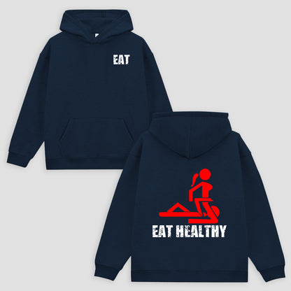 Eat Healthy Printed Unisex Oversized Hoodie