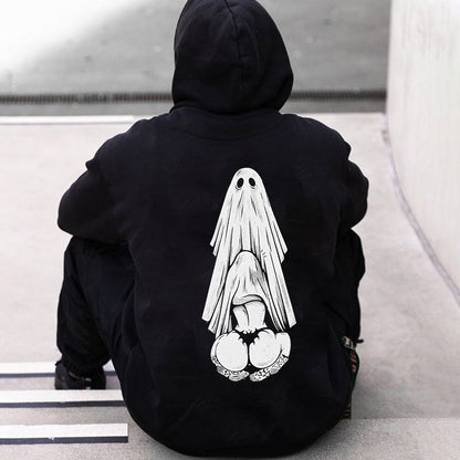 Ghost Butt Temptation Printed Men's Loose Hoodie