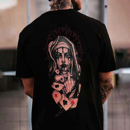 Dark Nun Print Men T-shirts
