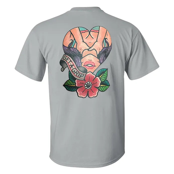 Get A Grip Floral Lady Print Men's T-shirt