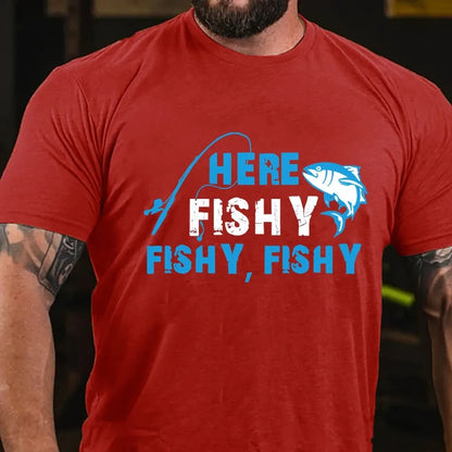 Funny Fisherman HereFishyFishyFishy Fishing Graphic T-Shirt