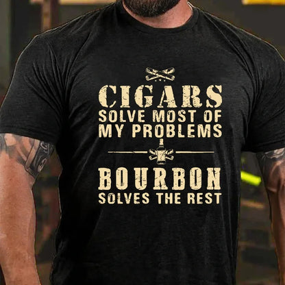 Cigars Solve Most Of My Problems Bourbon / Whiskey Does The Rest T-shirt
