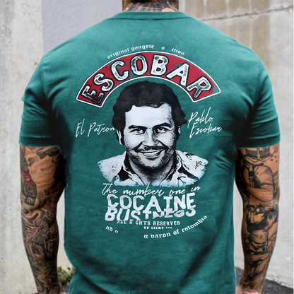 Escobar cocaine drug lord portrait printed fitness T-shirt