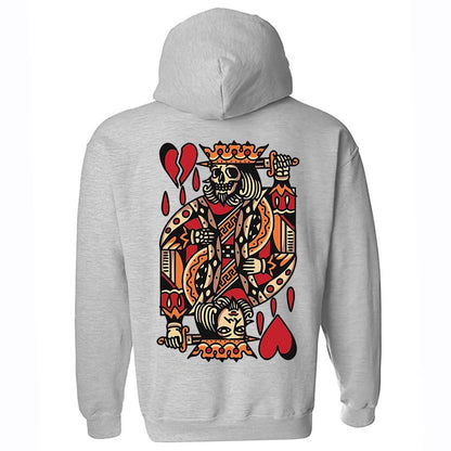 Poker King Skeleton Print Casual Streetwear White Hoodie