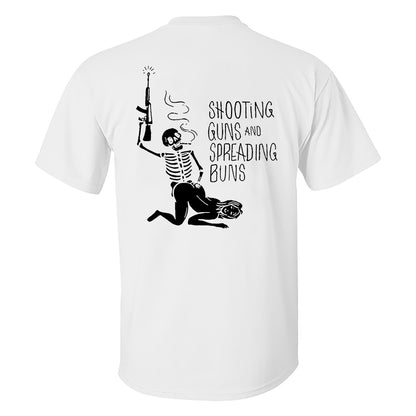 Shooting Guns And Spreading Buns Skull Printed Casual Men's T-shirt