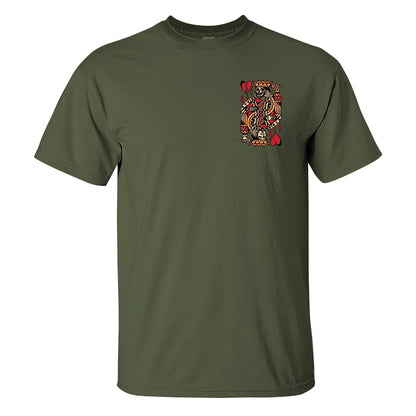 Playing Card Skull Print Casual T-shirt