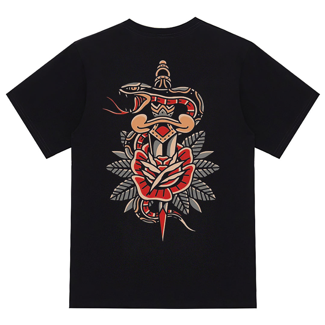 Snake Dagger Floral Vintage Print Men's T-shirt