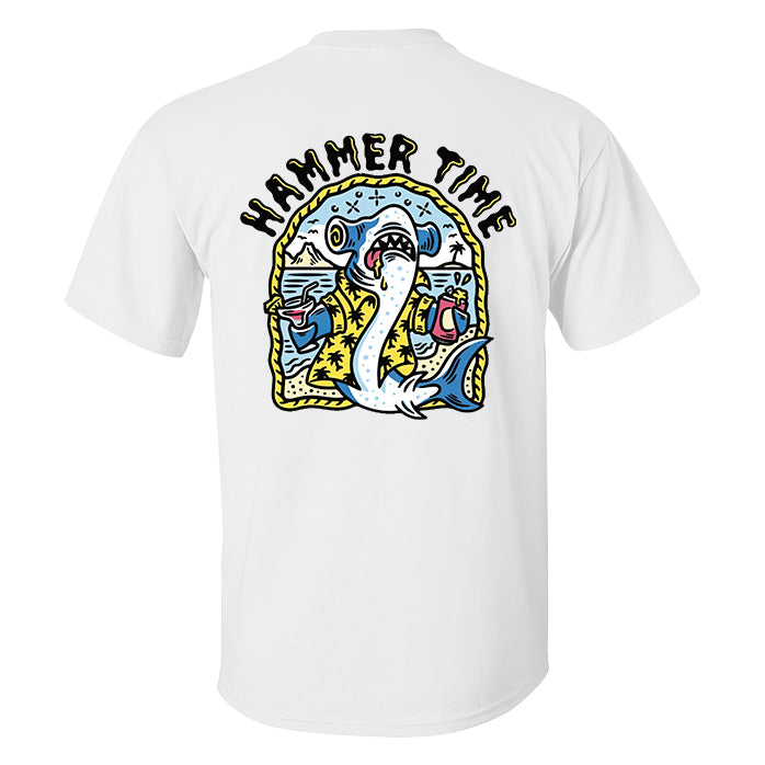 Designer letter shark print loose T-shirt