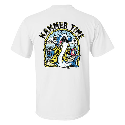 Designer letter shark print loose T-shirt