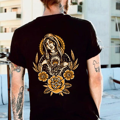 Woman Floral Retro Print Short-sleeved T-shirt