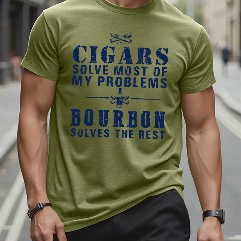 Cigars Solve Most Of My Problems Bourbon / Whiskey Does The Rest T-shirt
