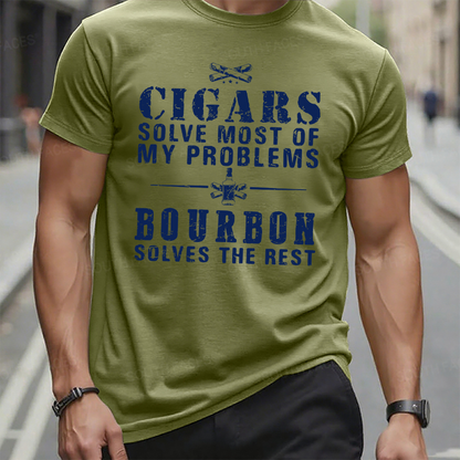 Cigars Solve Most Of My Problems Bourbon / Whiskey Does The Rest T-shirt