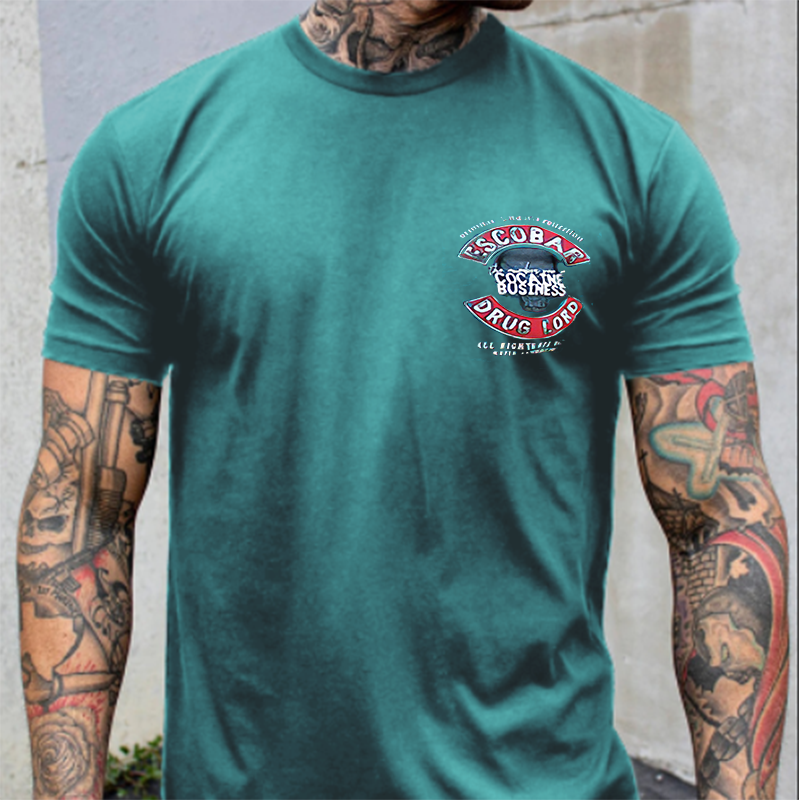 Escobar cocaine drug lord portrait printed fitness T-shirt