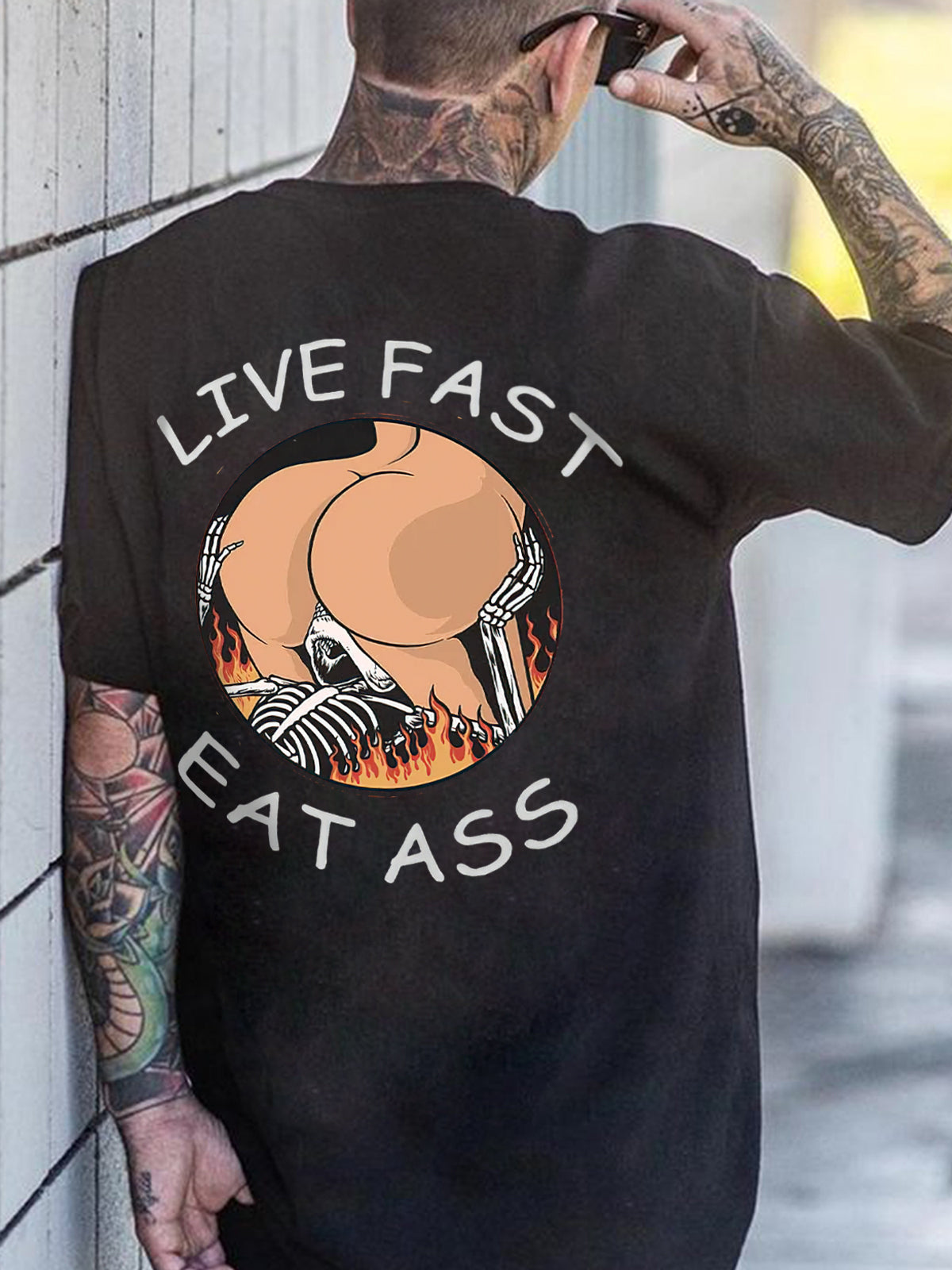 Live Fast Eat Ass Printed Men's T-shirt