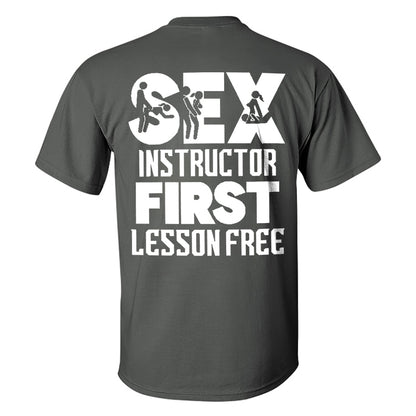 Sex Instructor First Lesson Free Printed Men's T-shirt