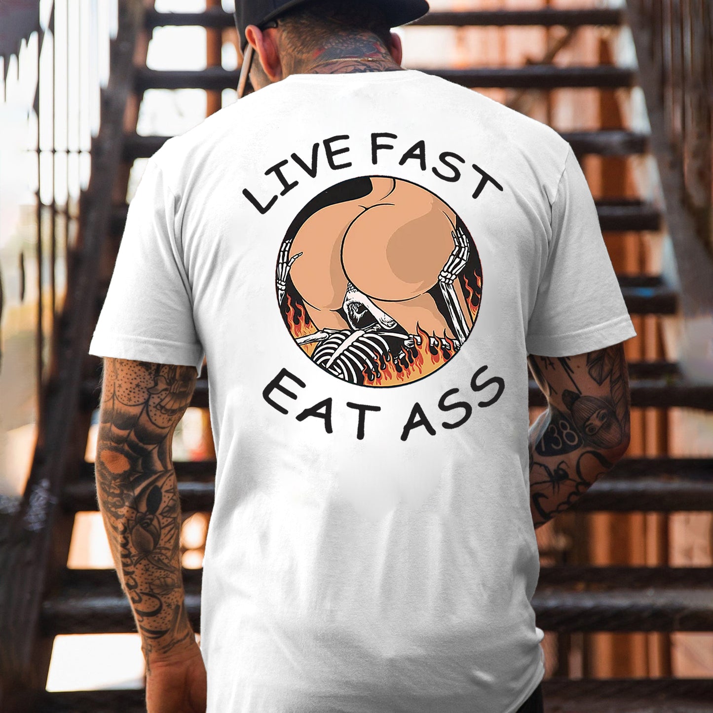 Live Fast Eat Ass Printed Men's T-shirt