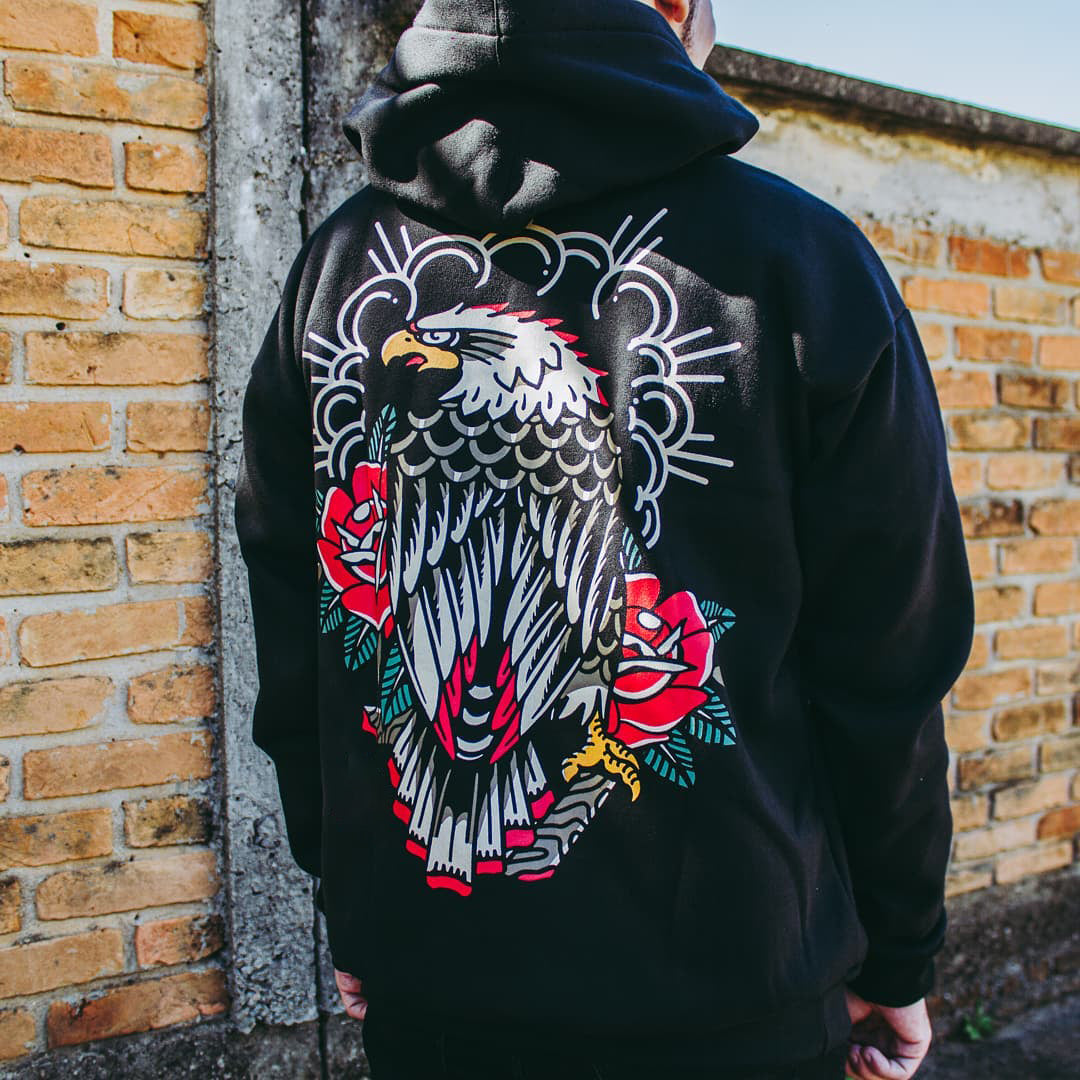 Eagle Red Floral Print All-match Hoodie