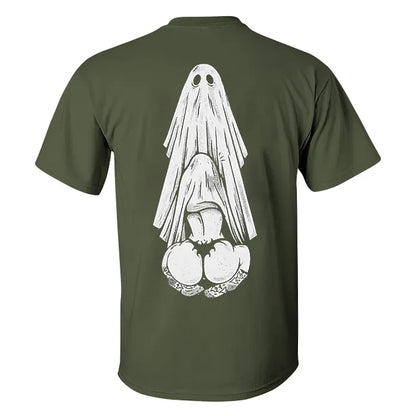 Oral Sex with Ghost Dirty Love Casual Black Print T-shirt
