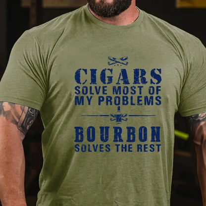 Cigars Solve Most Of My Problems Bourbon / Whiskey Does The Rest T-shirt