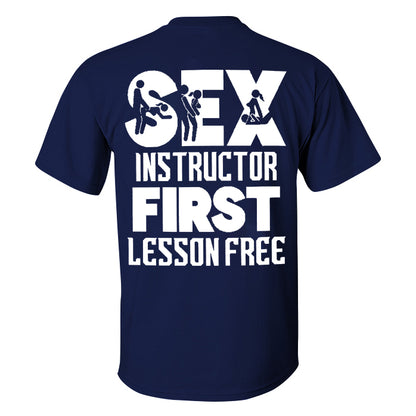 Sex Instructor First Lesson Free Printed Men's T-shirt