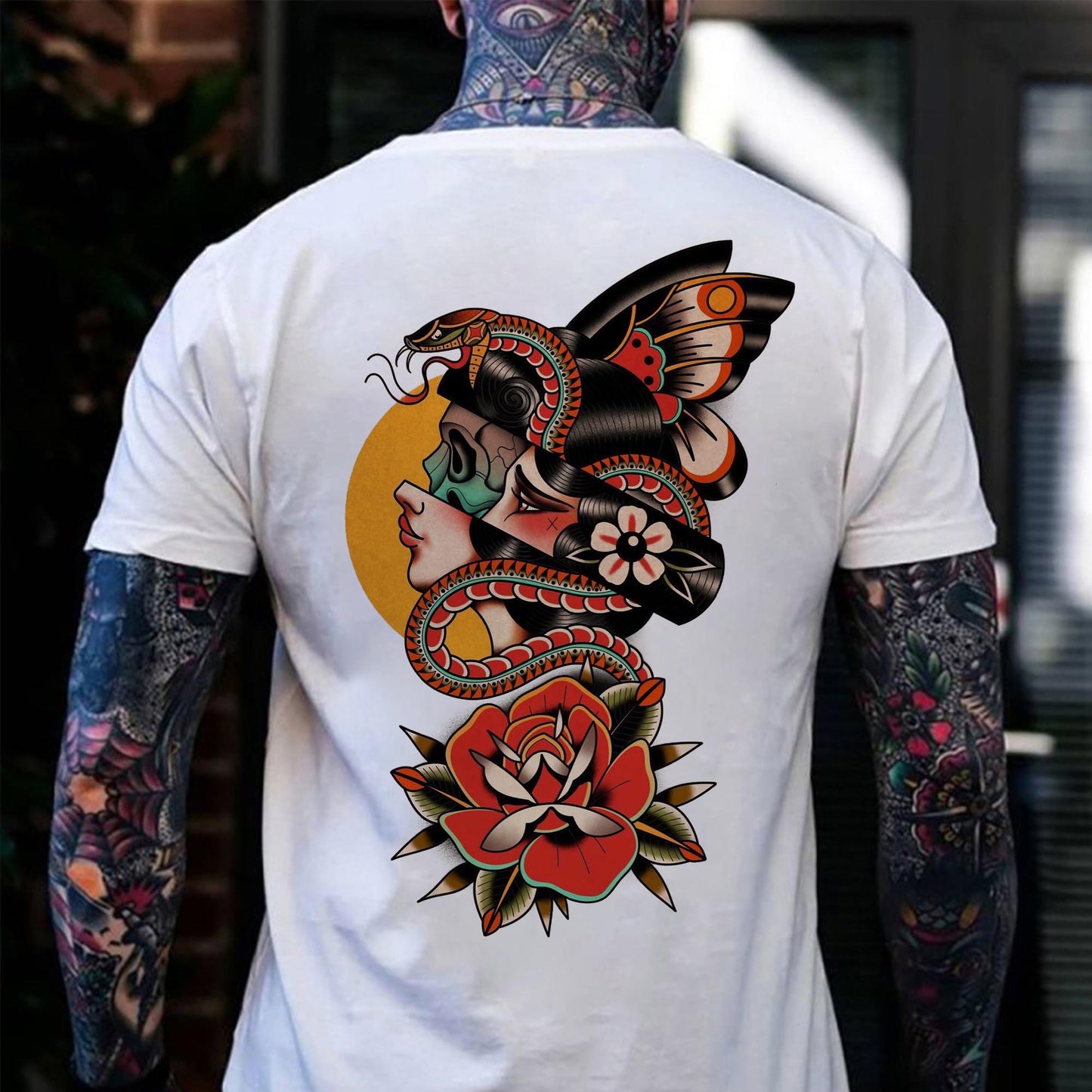 Under The Mask Snake Floral Printed Men's T-shirt