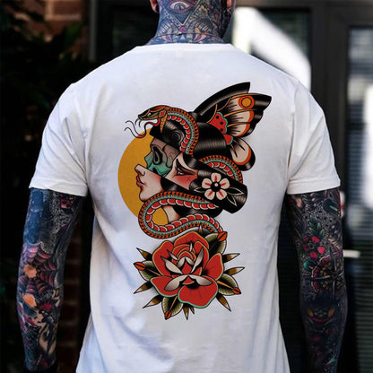 Under The Mask Snake Floral Printed Men's T-shirt