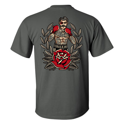 Boxing Beard Male Floral Print Casual T-shirt