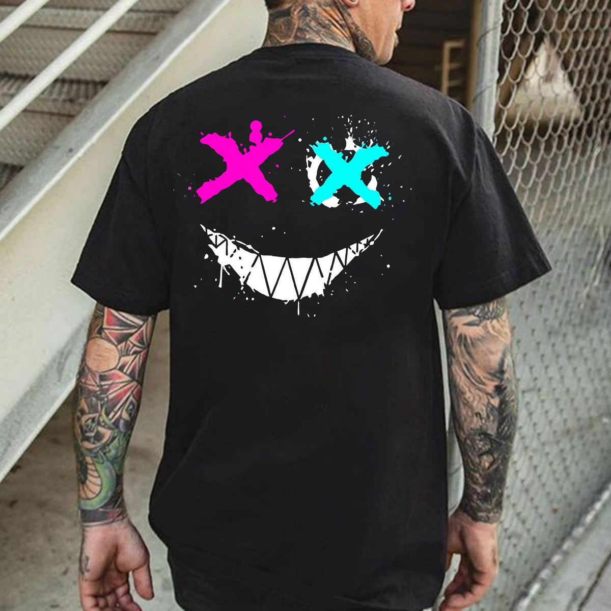 Evil Emoji Graphic Black Print T-Shirt