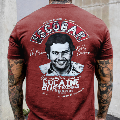 Escobar cocaine drug lord portrait printed fitness T-shirt