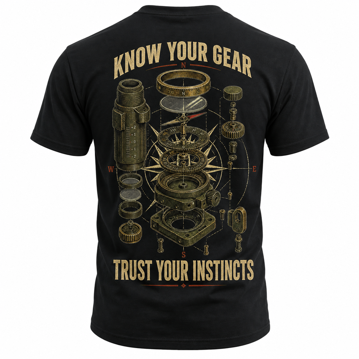 Know Your Gear Trust Your Instincts Compass Men's T-Shirt